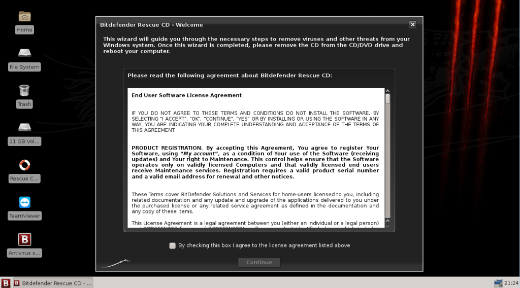 Bitdefender Rescue CD – Licencja programu antywirusowego